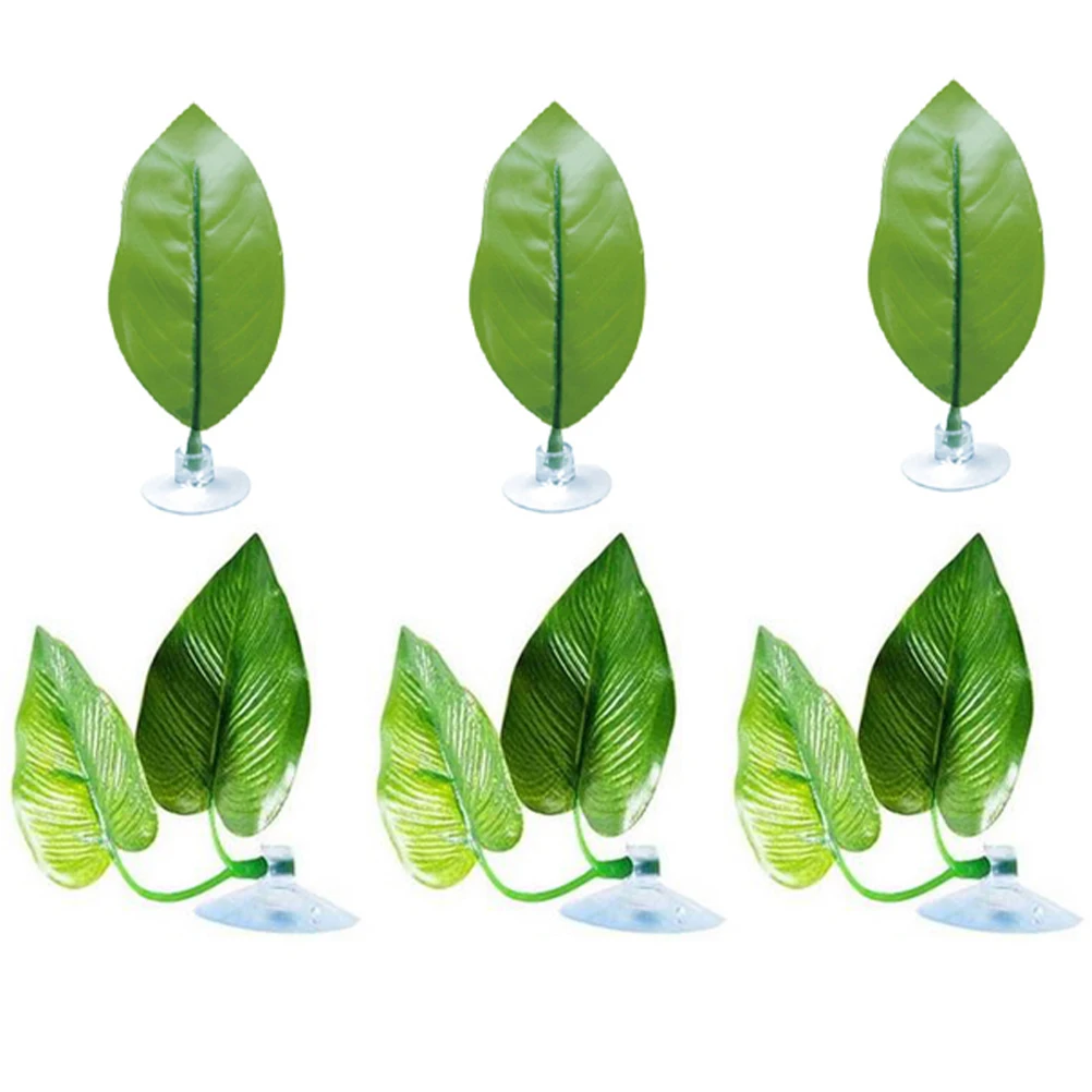 

6 Pcs Simulation Leaf Decoration Fish Tank Aquarium Plastic Landscape Leaves Artificial Green Plants Pet Hide Play Decor