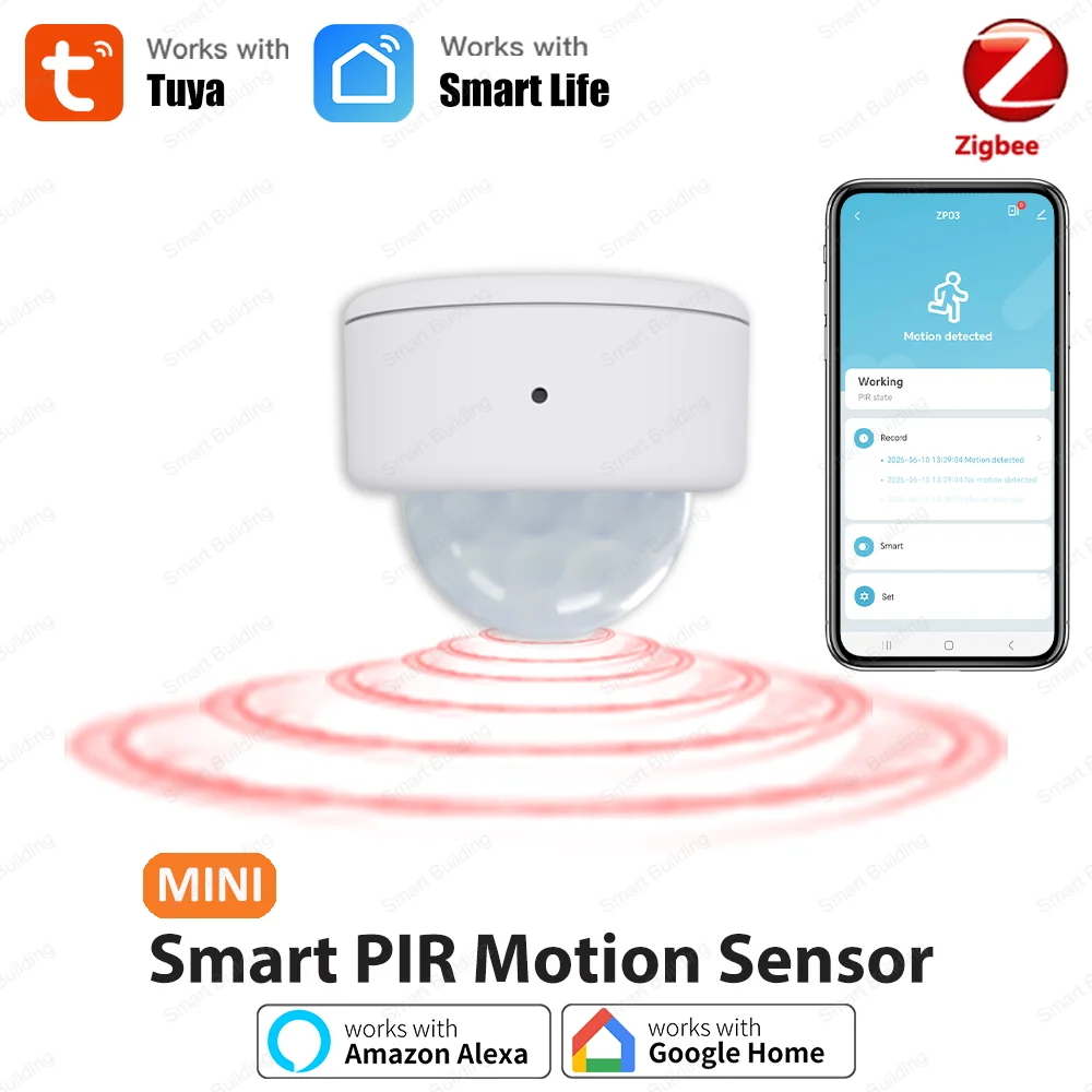 Tuya Zigbee Mini PIR Motion Sensor Human Motion Infrared Detector Security Alarm Work With Alexa Google Home ZHA Zigbee 2MQTT