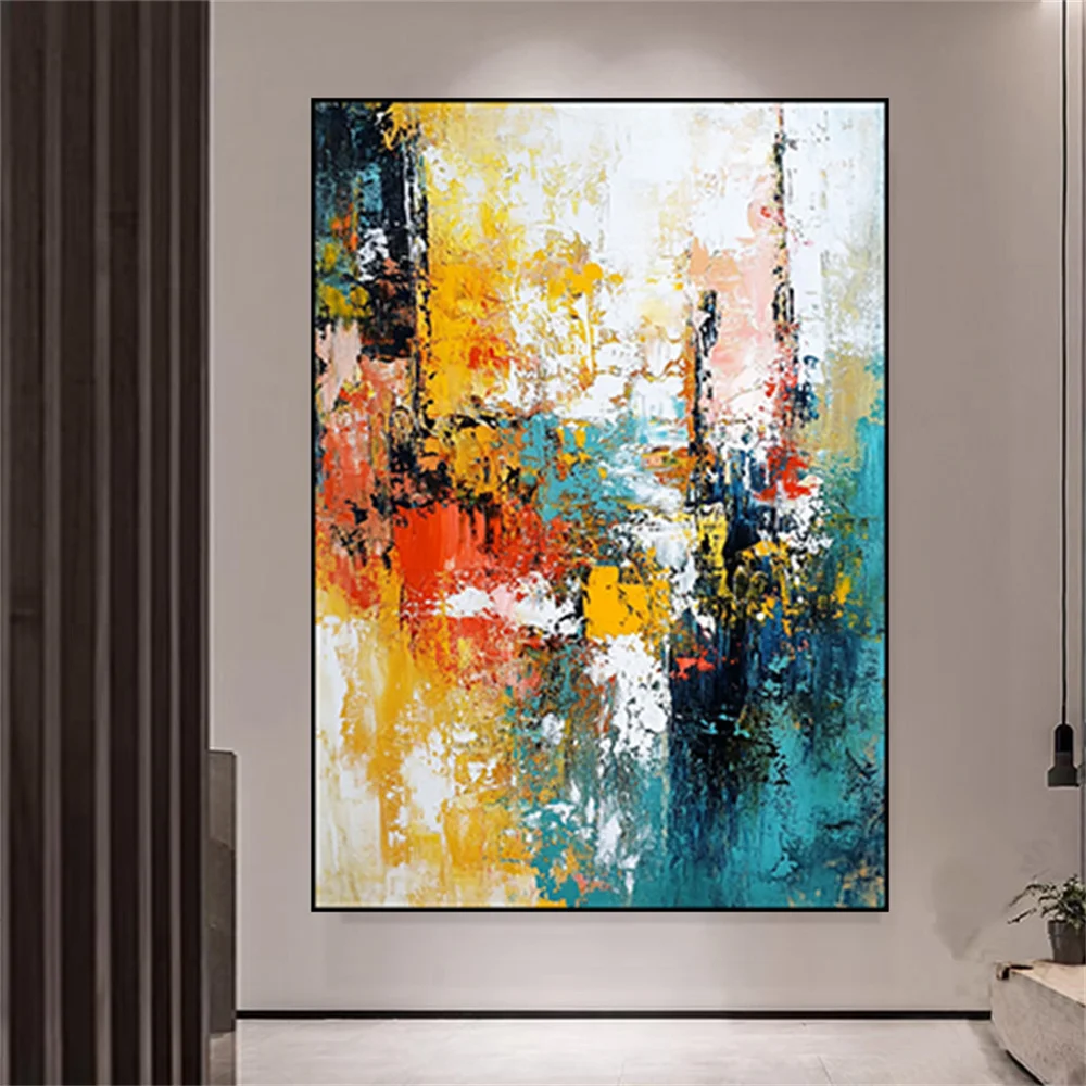 Pure Handmade Abstract Poster Gift Orange Oil Painting On Canvas Wall Art Pictures Modern Living Room Decor Mural Home Pendant