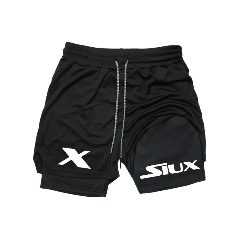 

Mens Sport T-shirt Short Sleeve Summer Sport Athletic Activewear Compression 2-in-1Multi-functional Harajuku Jogging Double Deck