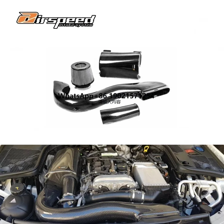 

Airspeed 100% Real Dry Carbon Fiber Car Accessories Cold Air Intake System Intake Pipe Intake Filter for Benz C E W205 M274 2.0T