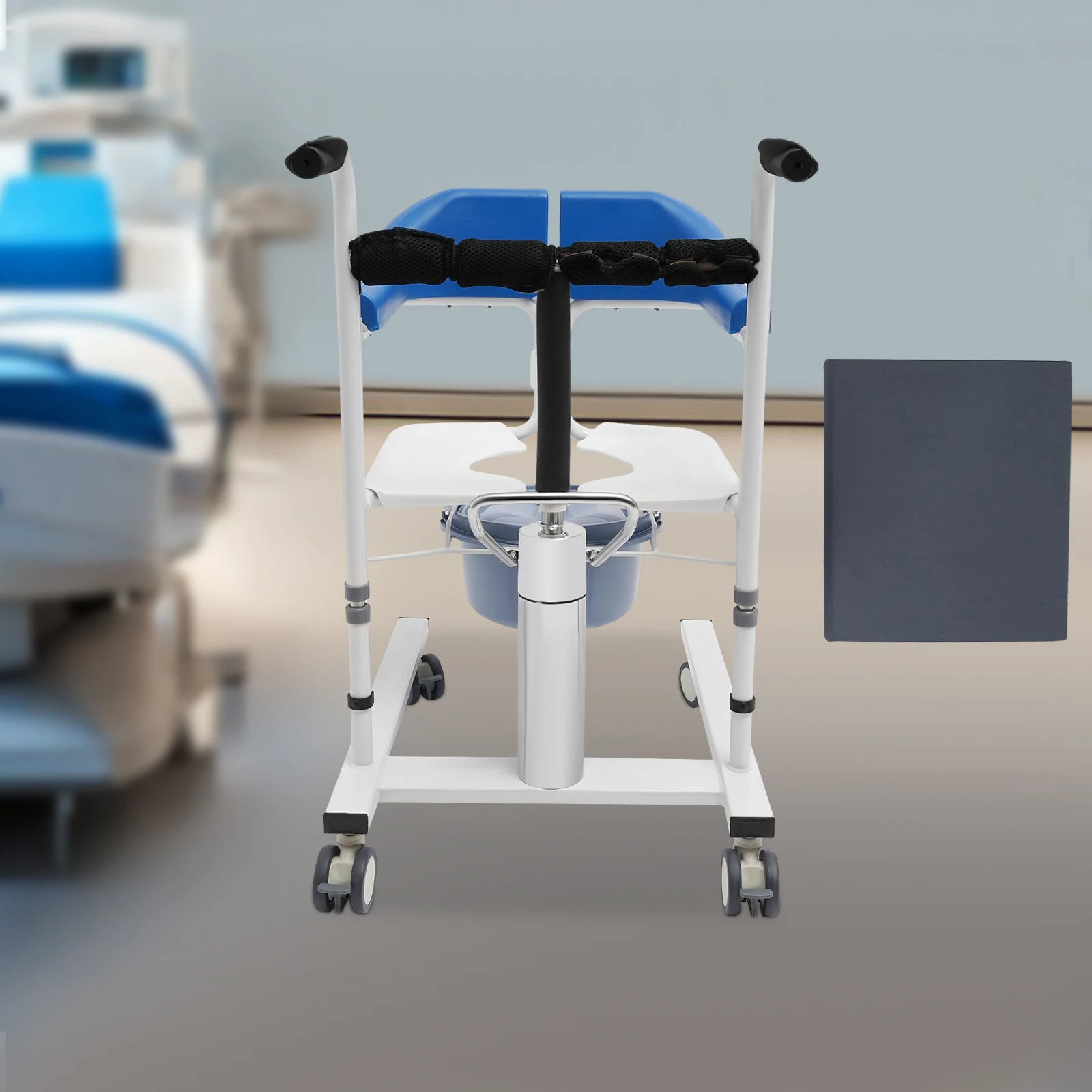 198.4 lbs Patient Transfer Machine with Safety Locking Mechanism, Removable Seat Cushion, Silent Universal Wheels