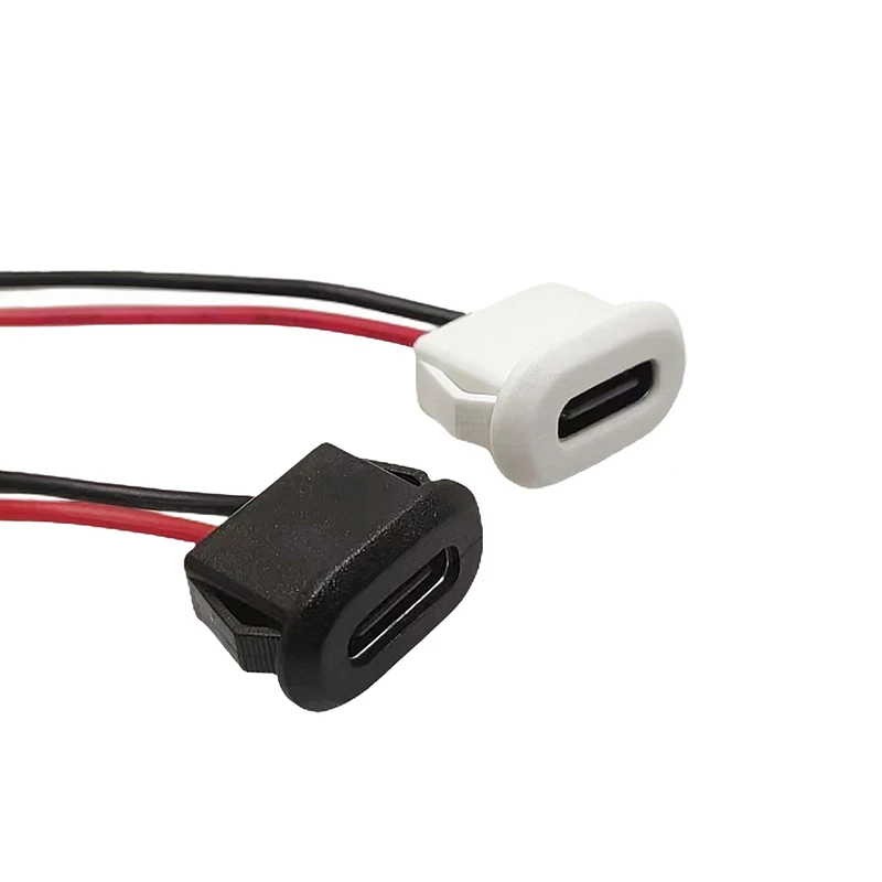 -High Quality Type-C 2P Waterproof Base Full Plastic Injection Female Head With Electronic Wire Female Socket Charging Interface