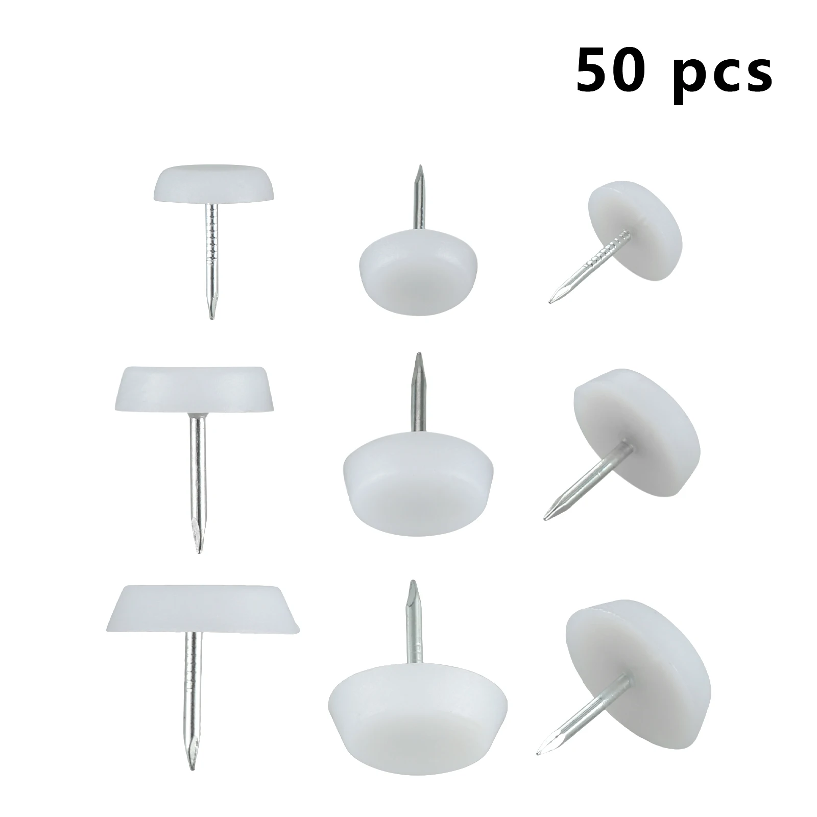 50Pcs 14/18/20mm Table Chair Leg Slider Glide Pads Nail-On Feet Pads Anti Slip Furniture Foot Mats Wooden Chair Legs Protector