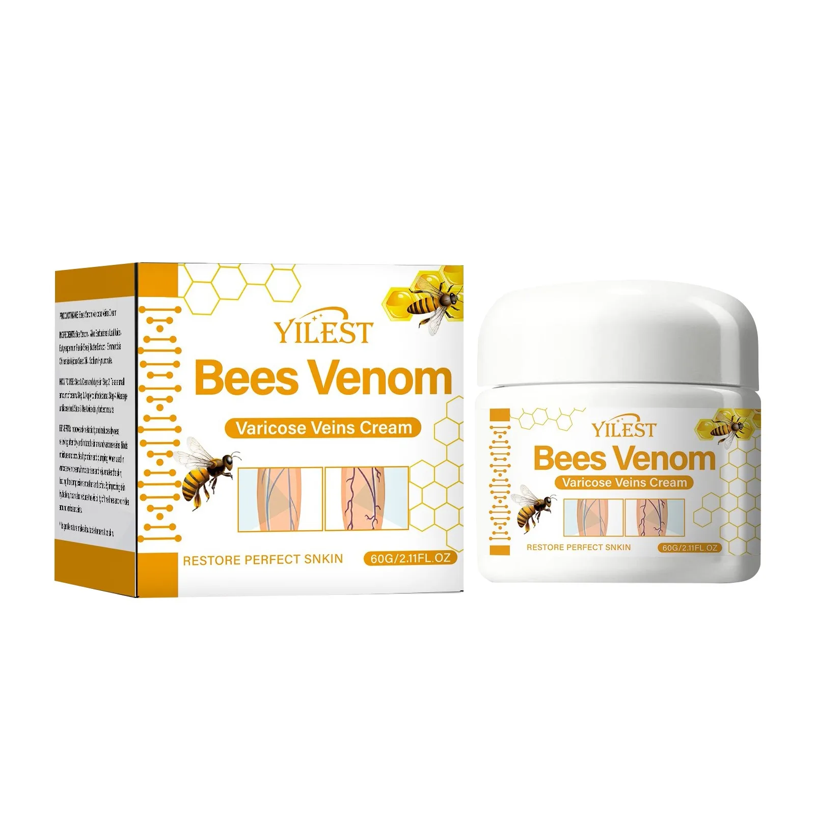 발톱무좀 Bee Venom Venous Repair Cream Relieves Leg Pain and Swelling Smoothes Vascular Protruding Veins Personal Health Care 60ML