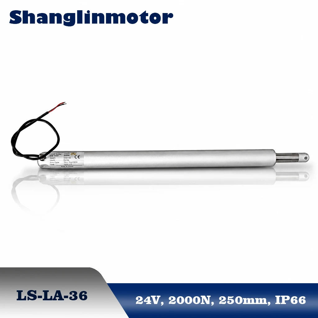 24V DC Linear Actuator 250mm Stroke 2000N High Power IP66 Waterproof Electric Motor for Skylight Greenhouse Roof Opener