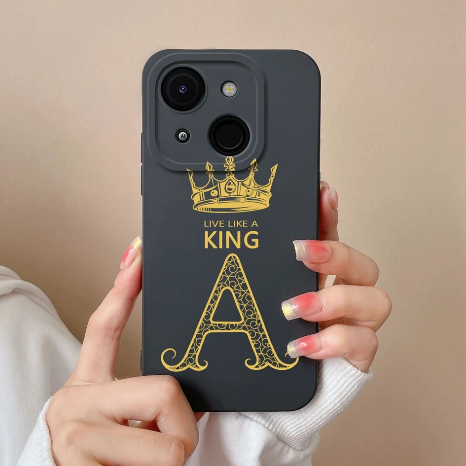 Cases For Itel A50C 6.56 inches King Queen Crown Letters Soft Slim Liquid Silicone Lens Protection Bumper For ItelA50C 4G Coques