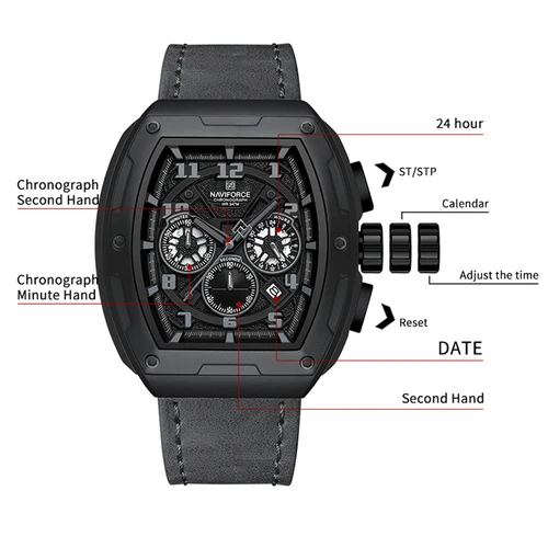 Imagen 2 del producto NAVIFORCE marca de lujo Reloj deportivo para Hombre cuarzo 24 horas cronógrafo impermeable relojes de pulsera para Hombre Reloj con indicador de fecha Reloj para Hombre