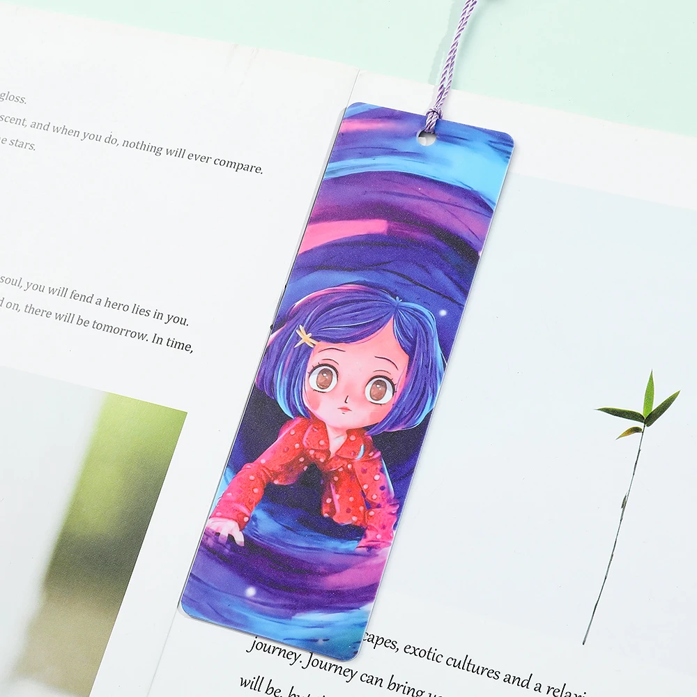 Coraline & the Secret Door Bookmarks Cartoon Fans Collectible Acrylic Bookmark with Tassel Cute Reading Marker Stationery Gift