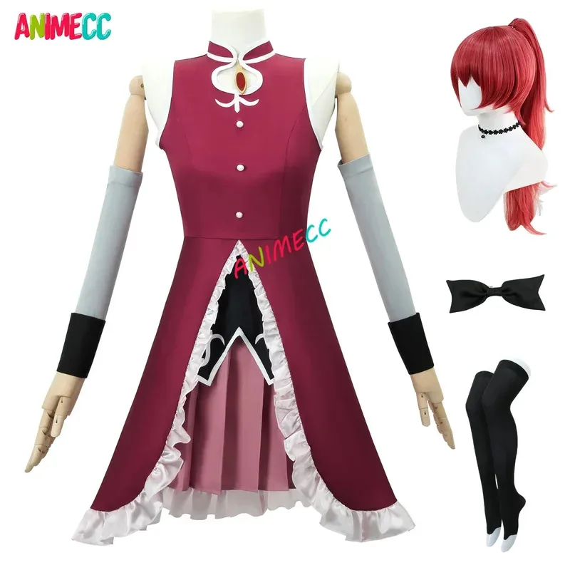 

In Stock XS-2XL Sakura Kyoko Cosplay Puella Magi Madoka Magica Combats Wig Anime Halloween Party Costume for Women