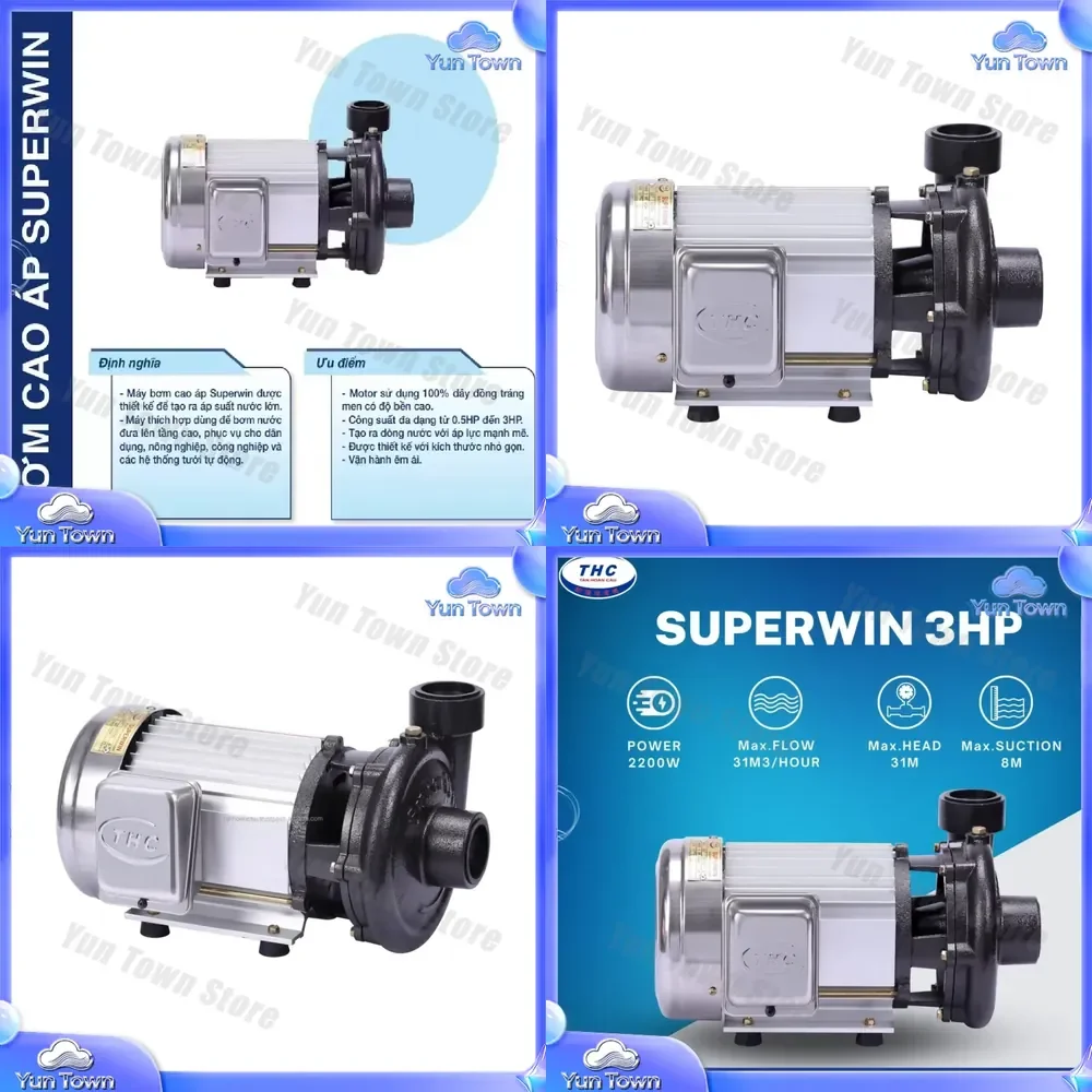 Электрический насос высокого давления Superwin 2200 Вт, 31 м напор, 3 л.с. для дома, сада, ирригации, мойки автомобилей, использования на ферме