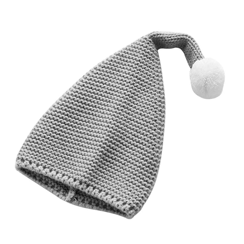 

Christmas Knit Hat Santa Beanie Grey Soft Warm Pom Pom Cap Kids Winter Xmas Costume Knit Hat Beanie Hats