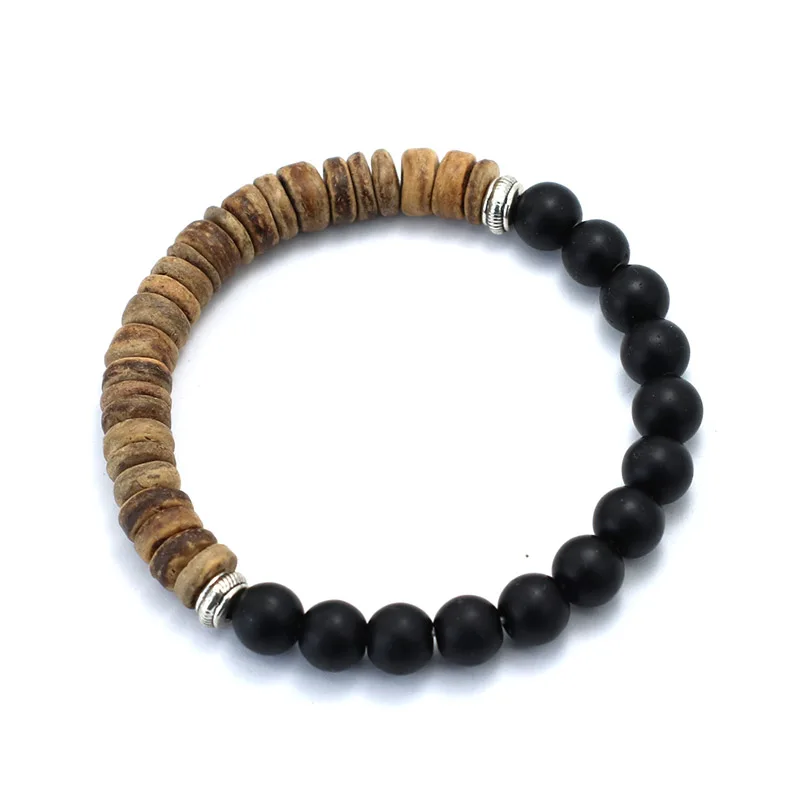 Minimalist Natural Wooden Bracelet Men Beaded Braclet Colorblock Yin Yang Braslet Yoga Meditation Tiger Eyes Brazalete Pulseira