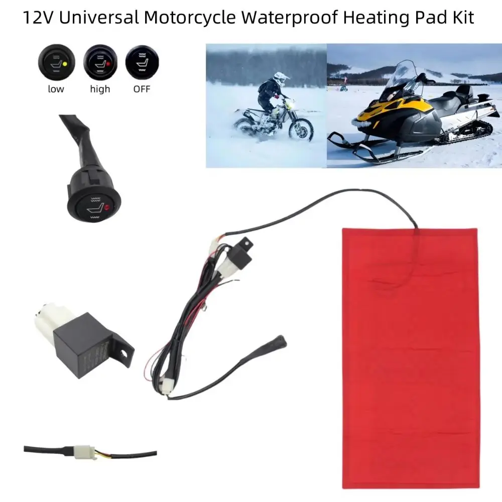 Practical 5W Motorcycle Heated Cushion 12V Waterproof Motorcycle Heating Pad Universal Fit Winter Warmer ATV Seat Warmer E-Bike