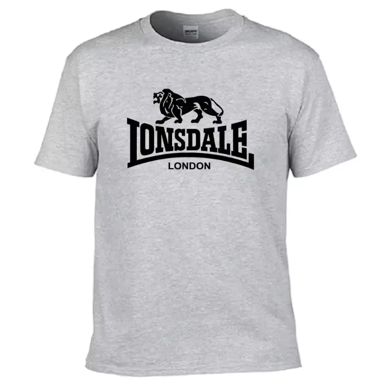 Herren-T-Shirt mit Löwen-Lonsdale-Print, kurzärmelig, locker und bequem, aus reiner Baumwolle, Street-Style, Oversize-Herrenkleidung für den Sommer – Detail 3