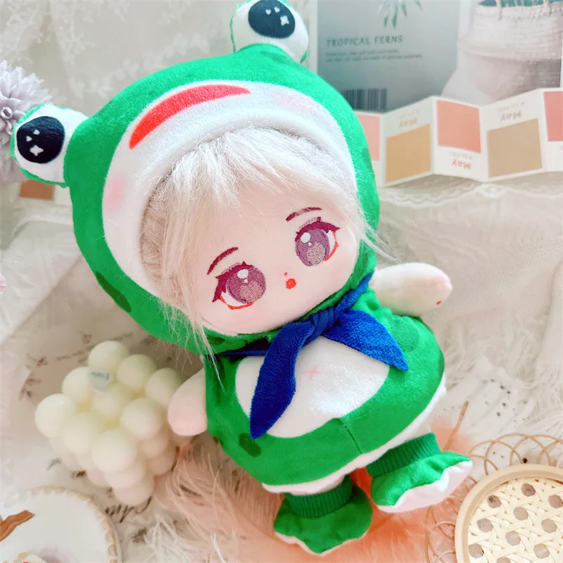 Hot 20cm Kawaii Plush Cotton Idol Frog Doll Suit Stuffed Figure Dolls No Attribute Fat Body Doll Can Change Clothes Doll Toys