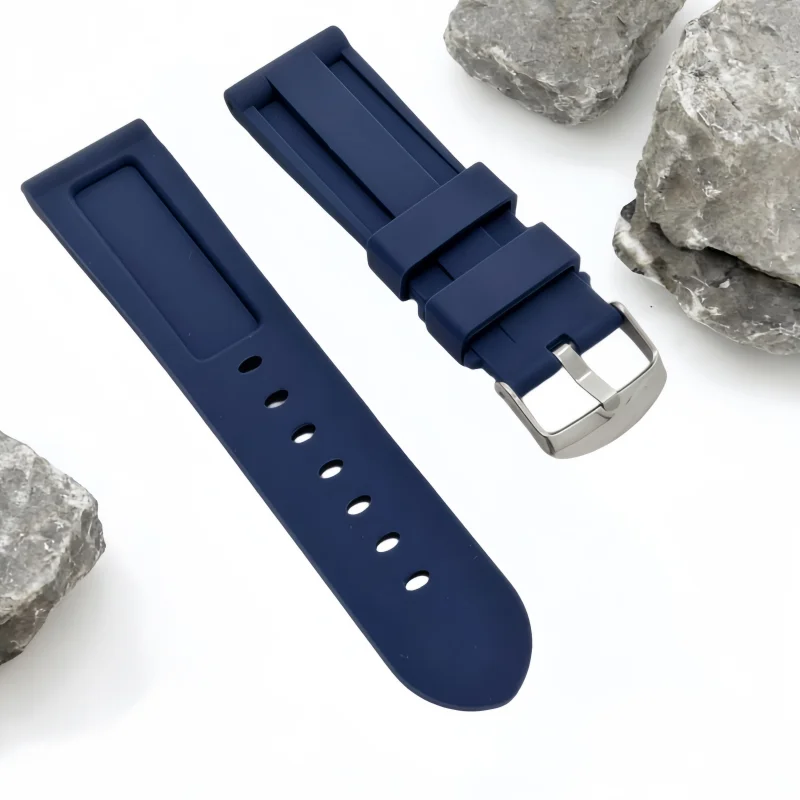 Multi-color 24mm Silicone Rubber Strap with Button Accessories for Seiko PAM Luminor Marina Automatic Series Watch