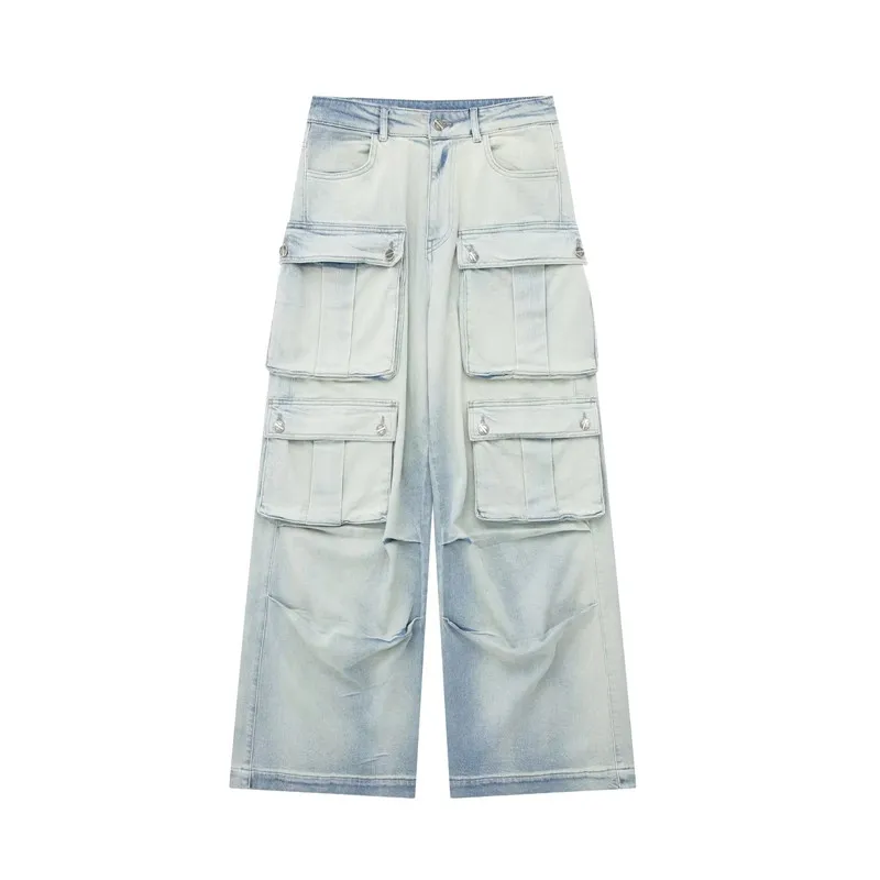 

Summer Faion Trendy Multi-ket Workwear Sle Floor-Length Jeans Women's 6050 406 Long Pants l Waist Jeans