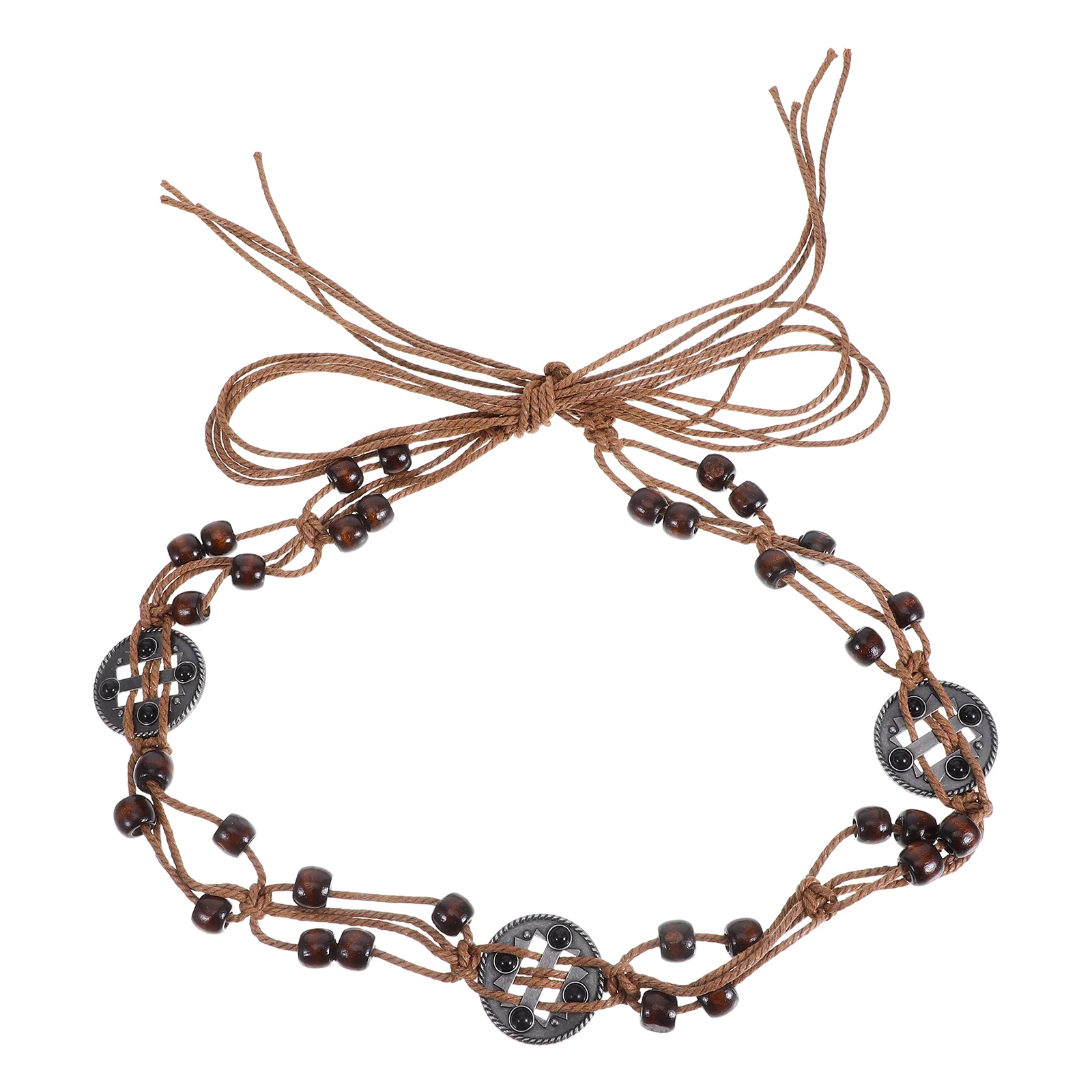 

Boho For Women Bohemian Style Rope Handwoven Wooden Beads Adjustable Tassel Chain Summer Dress Outdoor Activities Vintage Beaded