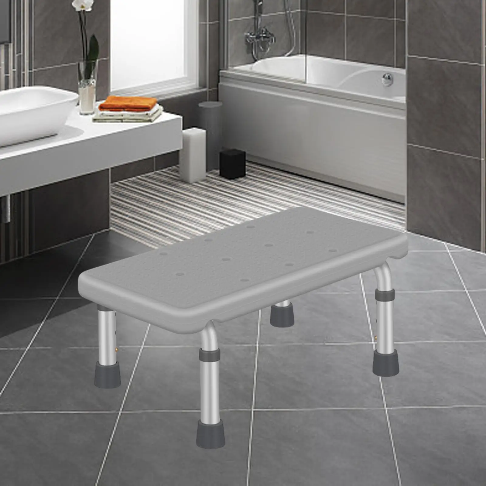 

Shower Bench Alloy Frame Easy Installation Bath Chair Bathtub Stool Toliet Stool for Bedside Apartment Kithchen Elderly Disabled