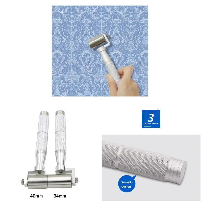 

Wallpaper Roller Stainless Steel Seam with Two Way Carbon Steel Bearing Wall Paper Construction Tool