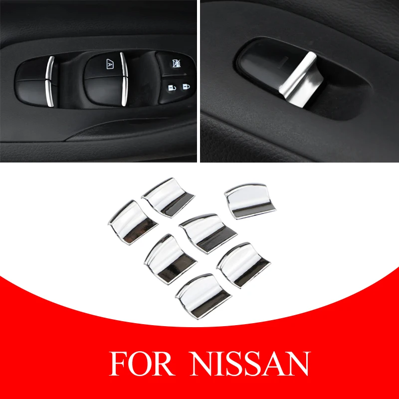 For Nissan X-Trail T32 Qashqai J11 Teana Maxima Rogue Versa March ABS Car Window Lifter Switch Button Cover Trim Accessories