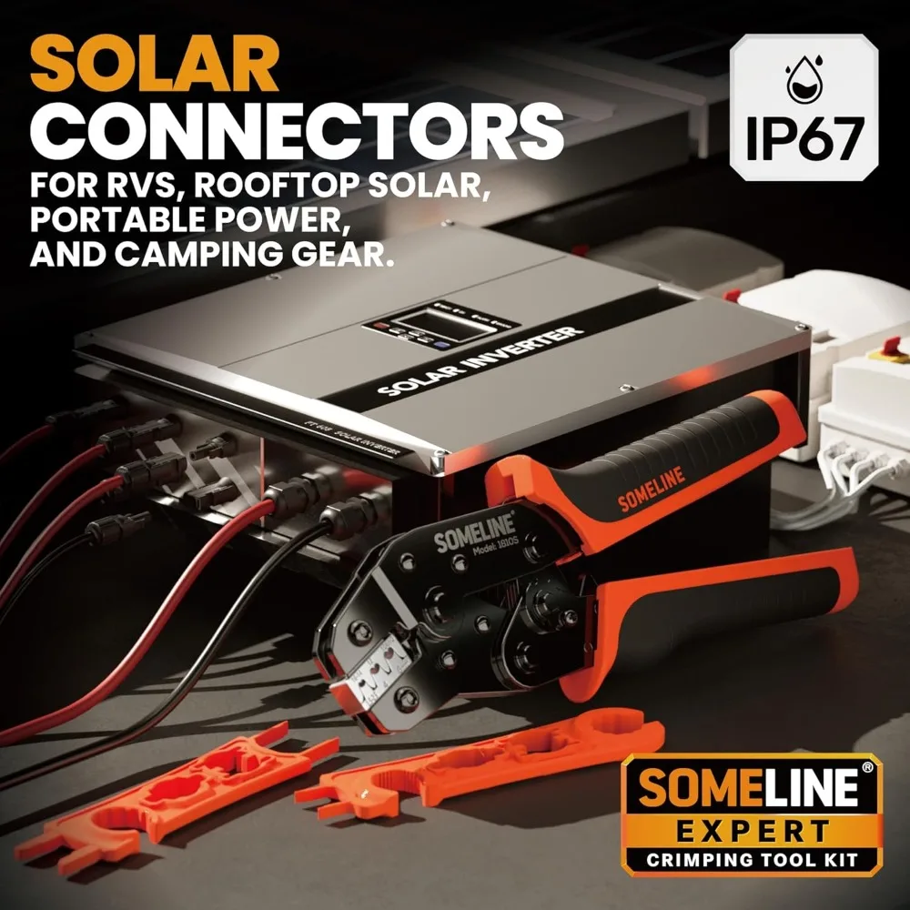 ชุดเครื่องมือย้ำขั้วต่อพลังงานแสงอาทิตย์พร้อมเครื่องย้ำ, เครื่องปอก, เครื่องตัด และประแจสำหรับสายเคเบิลแผง