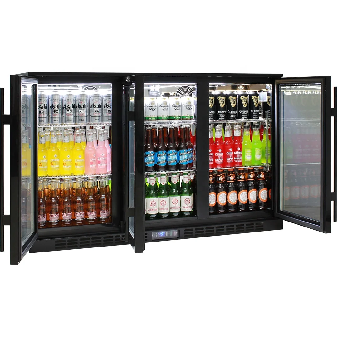 Supertise Bottle Beer Glass Door Cool Back Bar Refrigerator LED interior commercial cooler in Black