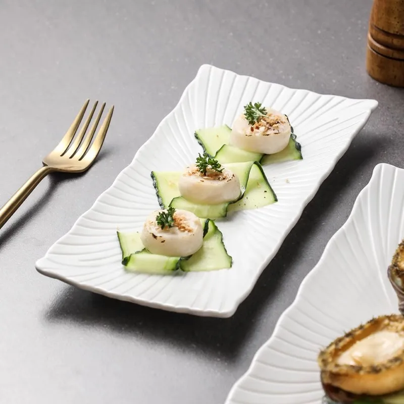 

LH Ceramic Simple Premium Sense Long Plate Sushi Dim Sum Western Plate Commercial