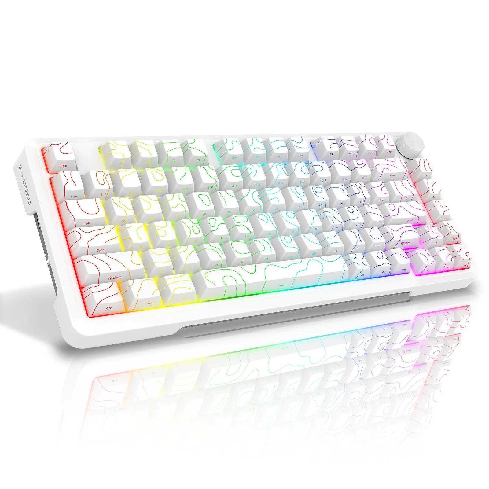 E-YOOSO Z82 75% 3Mode Mechanical Keyboard Hot Swappable RGB GUSB aming Keyboard with Volume Knob for Computer PC Laptop