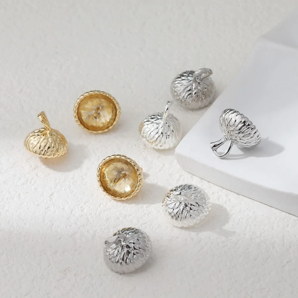 4PCS Dainty Acorn Head Charms for Jewelry Making Eardrop Supplies Findings DIY Brass 14k Gold Plated Accessories 12.5*11mm