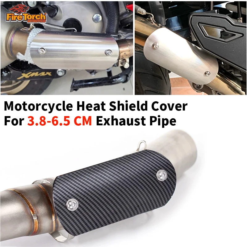 Universal 3.8 - 6.5 CM Motorcycle Exhaust Heat Shield Cover Muffler Front Mid Link Pipe Protector Guard Anti-scalding Cover