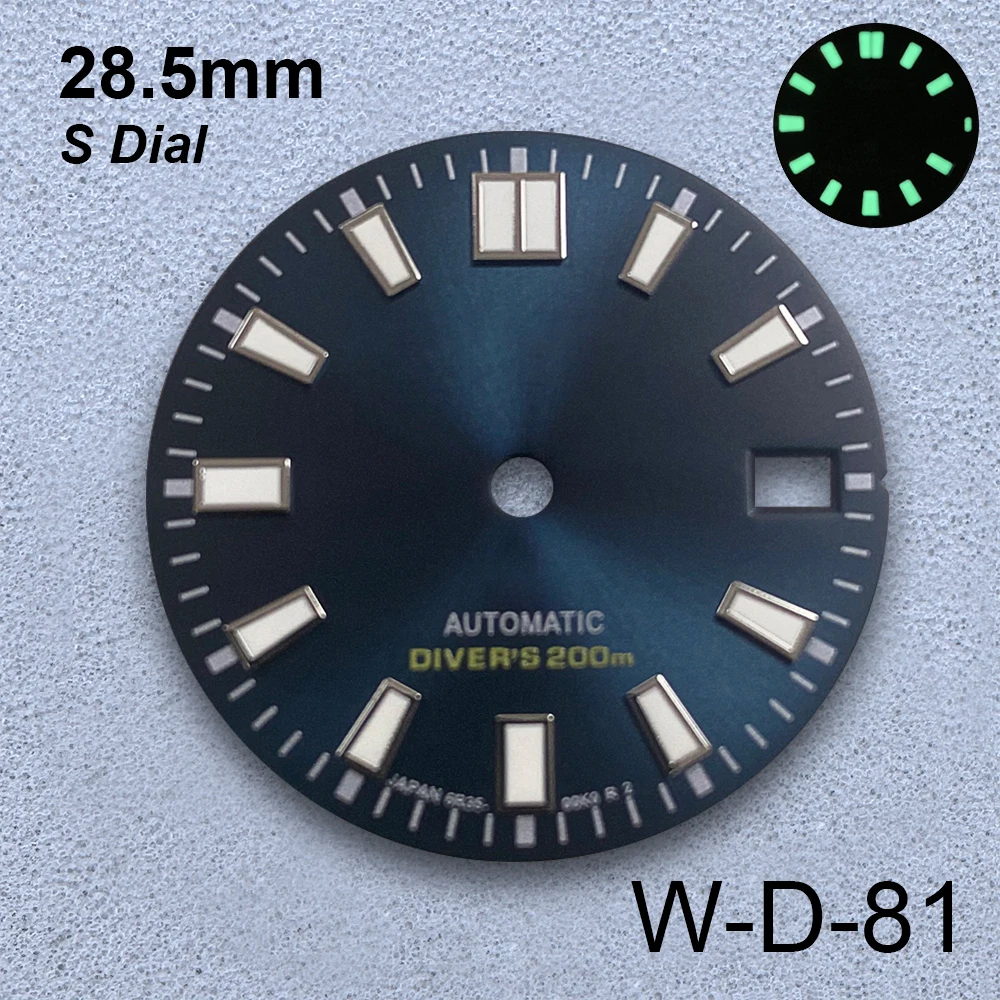 28.5mm S Logo Dial Fit NH35/NH36/4R Japanese Movement Green Luminous Sunburst Diving High-Quality Watch Modified Accessories