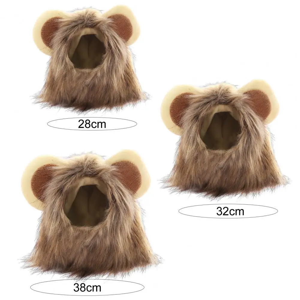 Pet Lion Mane Wig Dogs Fuzzy Headgear with Ears Pet Dress-up Costume Plush Cat Hood for Halloween Christmas Party