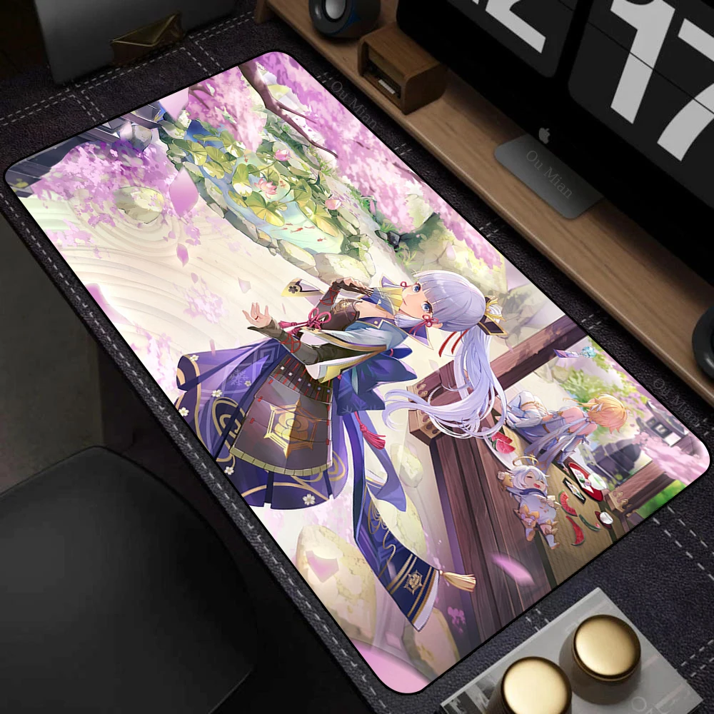 Kamisato Ayaka Mouse Mat Genshin Impact Mousepad Anime Kawaii Desk Mat مع وسادة ملحقات الألعاب Prime Gaming XXL لوحة المفاتيح #2