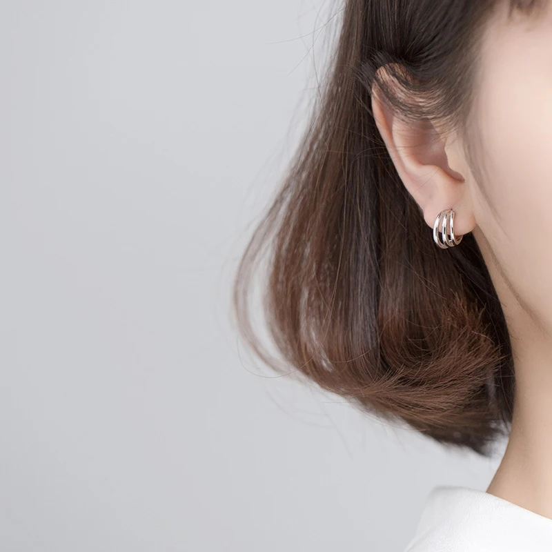 MODIAN 2021 Authentic 925 Sterling Silver Romantic Fashion Line Charm Hoop Earrings For Women Female Jewelry Bijoux Brincos