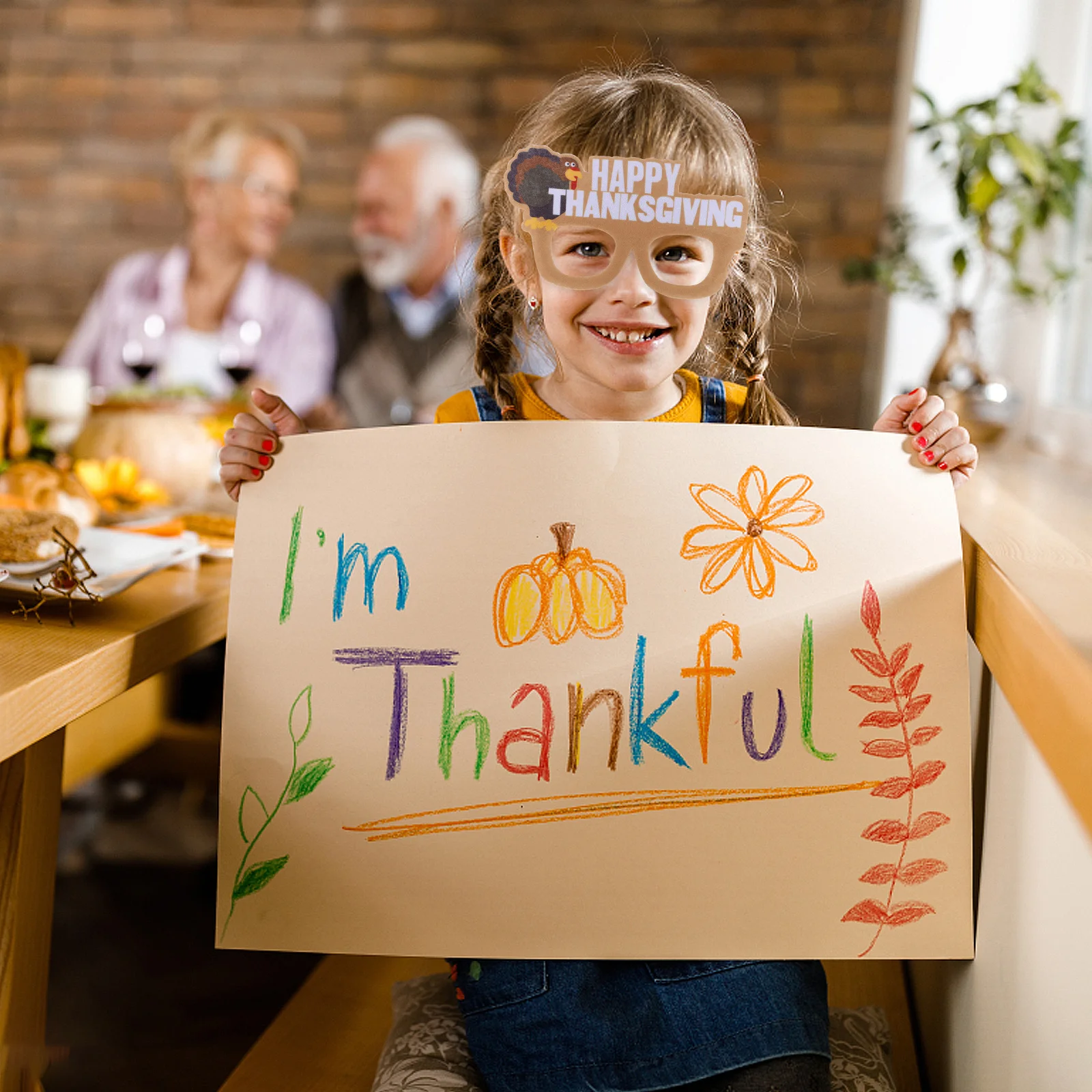 

5Pcs Turkey Eyeglasses Felt Thanksgiving Photo Props Party Glasses Frames Fun Holiday Accessories Felt Eyeglasses
