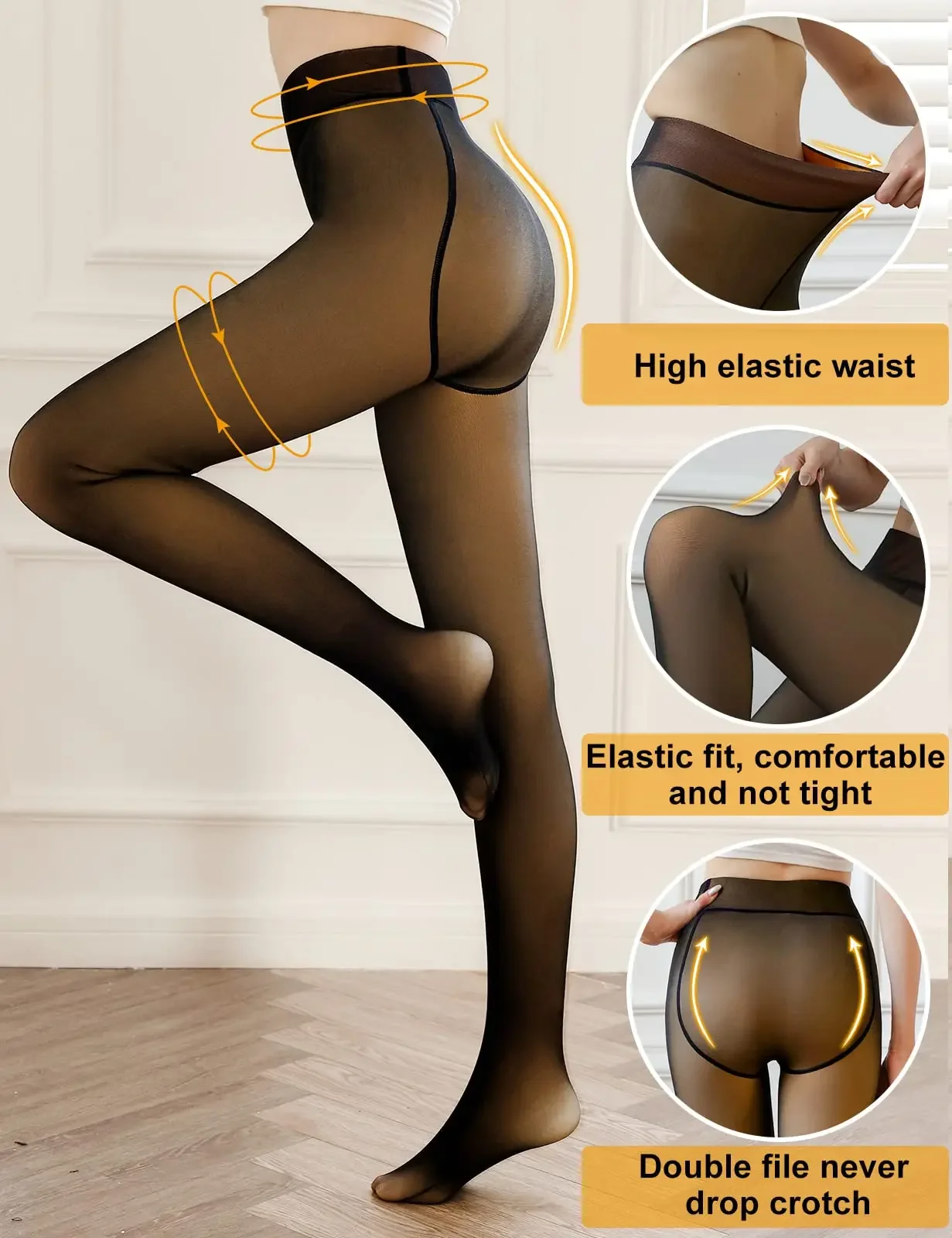 Calças justas sem costura Thermo Fleece para mulheres, Thermo Panty, calças justas de lã, meias quentes de inverno, elasticidade termo leggings, senhoras