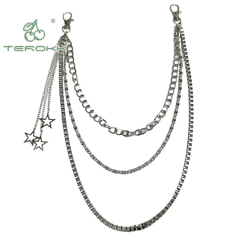 نجمة شرابة السراويل المعدنية الخصر سلسلة الملابس ديكور قلادة الهيب هوب السراويل الجينز حزام سلسلة المفاتيح مجوهرات هدية