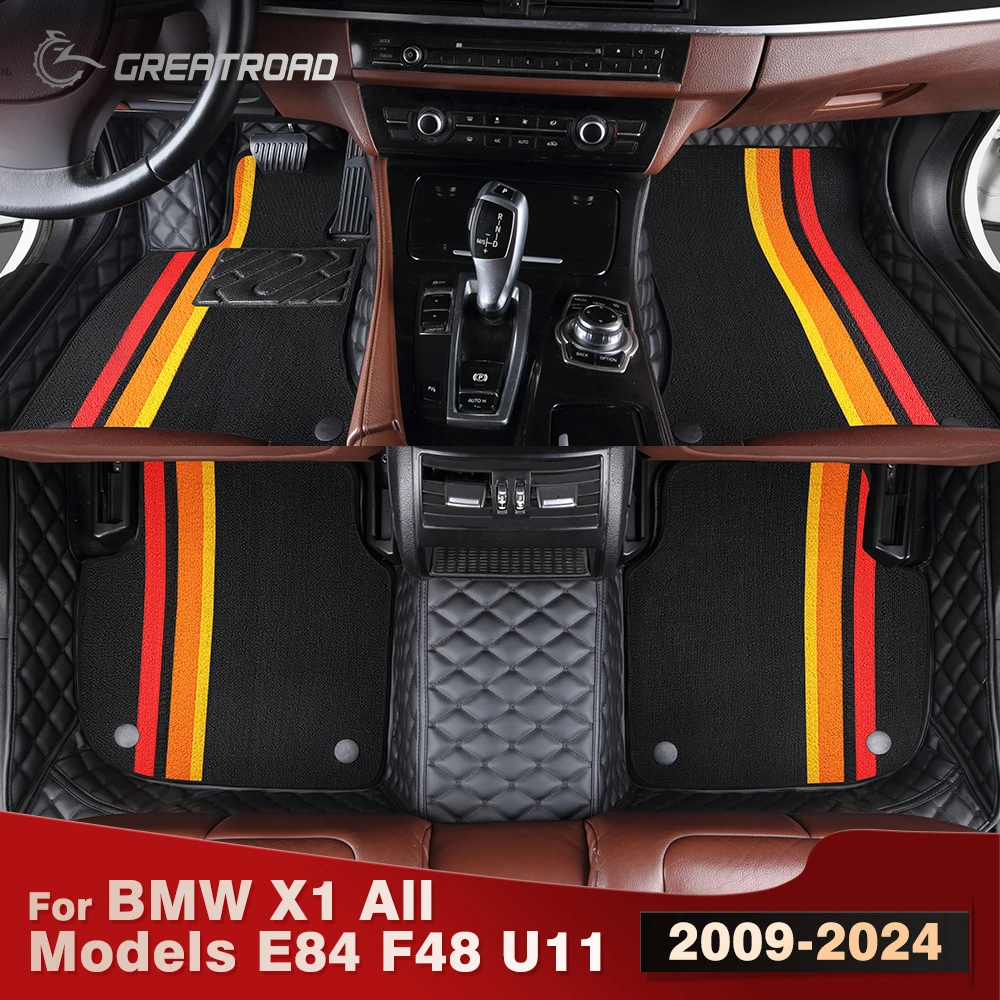

For BMW X1 All Models E84 F48 U11 2009-2024 Double Layer Car Floor Mats Custom Auto Carpet Cover Interior Accessories