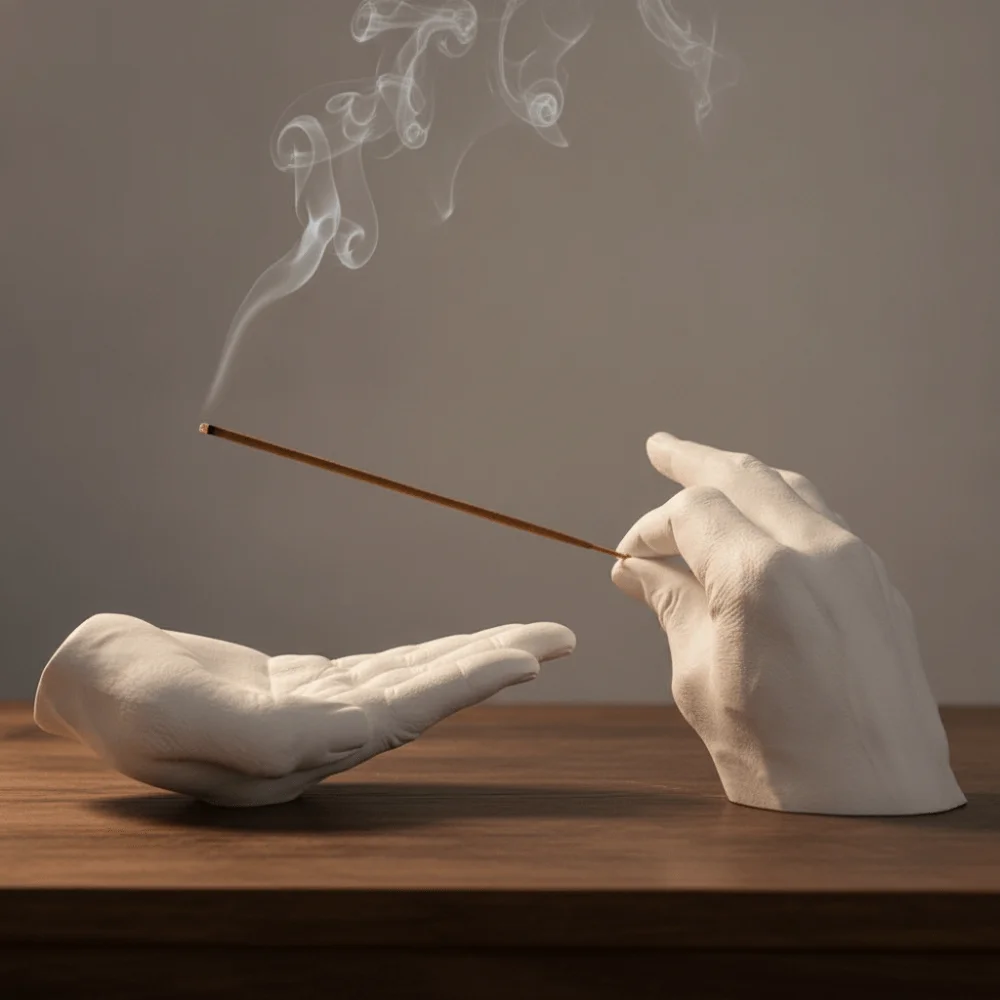 Minimalist Resin Palm Shape Incense Holder Decorative Simulated Palm Shape Stick Ash Catcher Quaint Hand Statues Tea Room