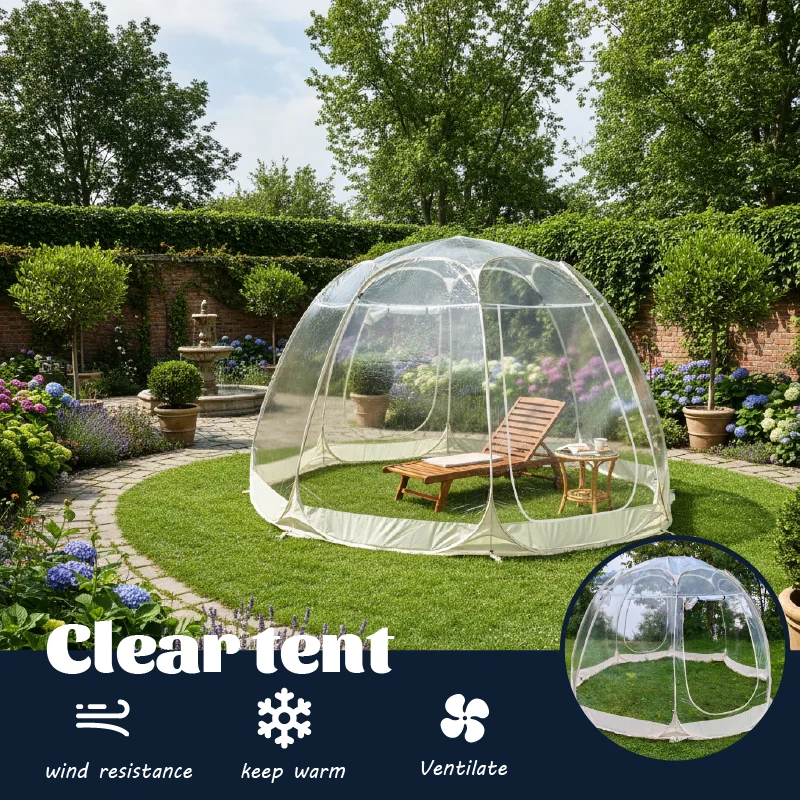Clear Bubble Tent 2 Person Pop Up Transparent PVC Dome Forest Camping Glamping Patio Couple Reading Tea Cozy Lounge