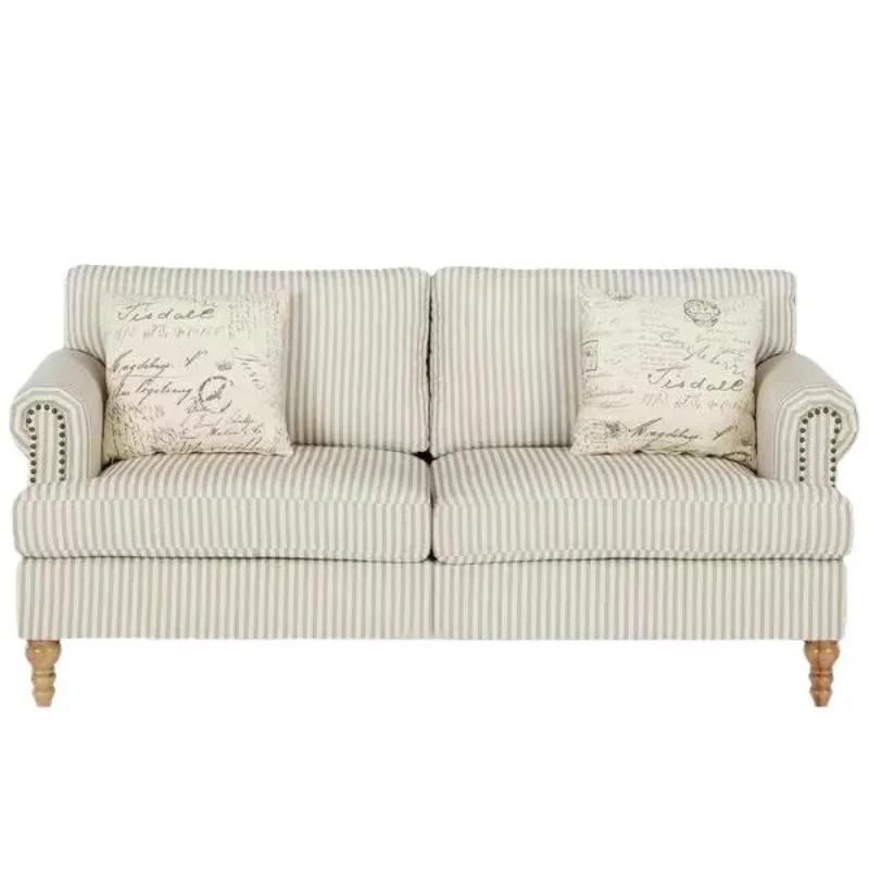 

American retro fabric sofa idyllic small apartment living room simple three-person sofa beauty salon studio designer