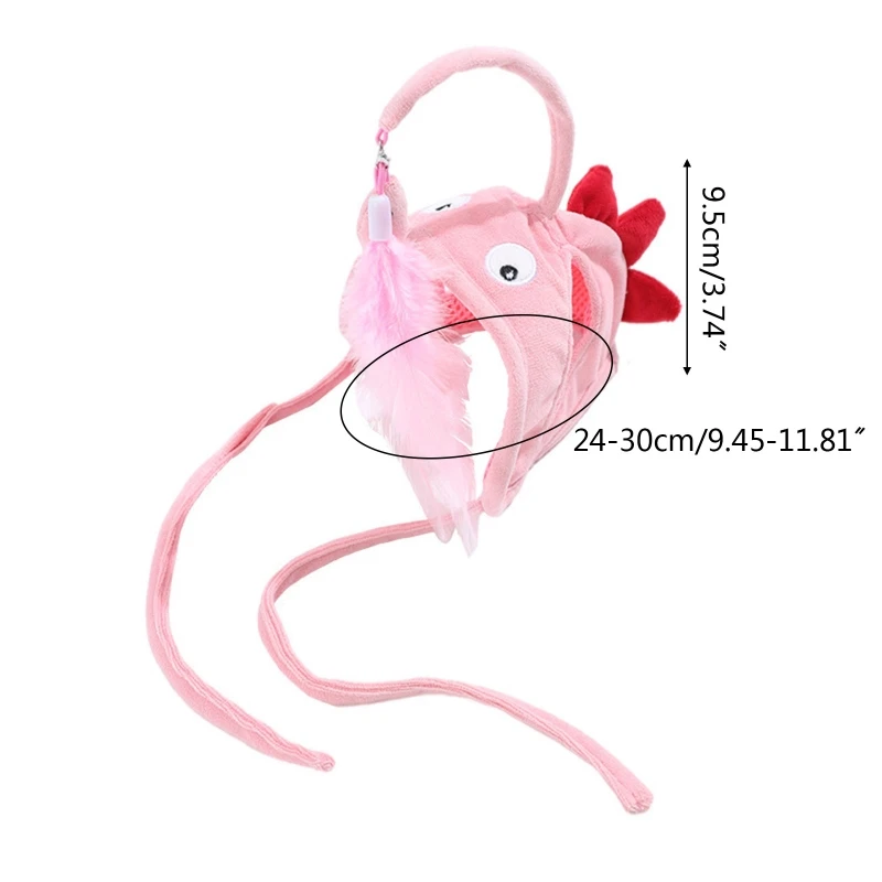 Cappello morbido giocattolo con frangia nappa giocattoli stile pesca erba gatta a forma di pesce A0KF