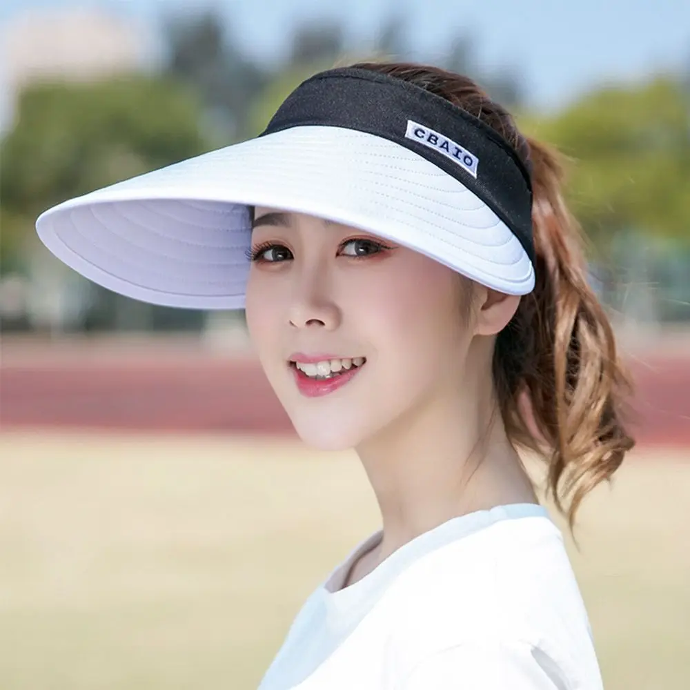 2023 New Simple Women Summer Sun Visor Wide Brim Hat Beach Hat Sunhat Lady Sunscreen hat UV Protection Female Cap Adjustable