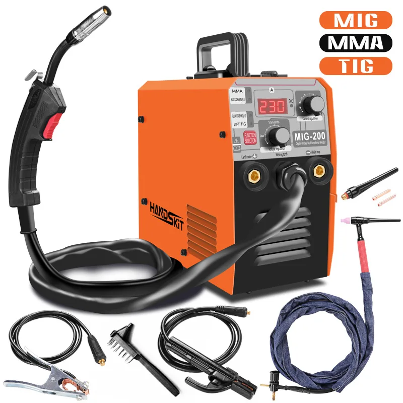 220V MIG-200 Dual Voltage Gasless Industrial Welding Machine 3 In1 Mig/MMA/TIG Multi-Function Smart Argon Welding Machine