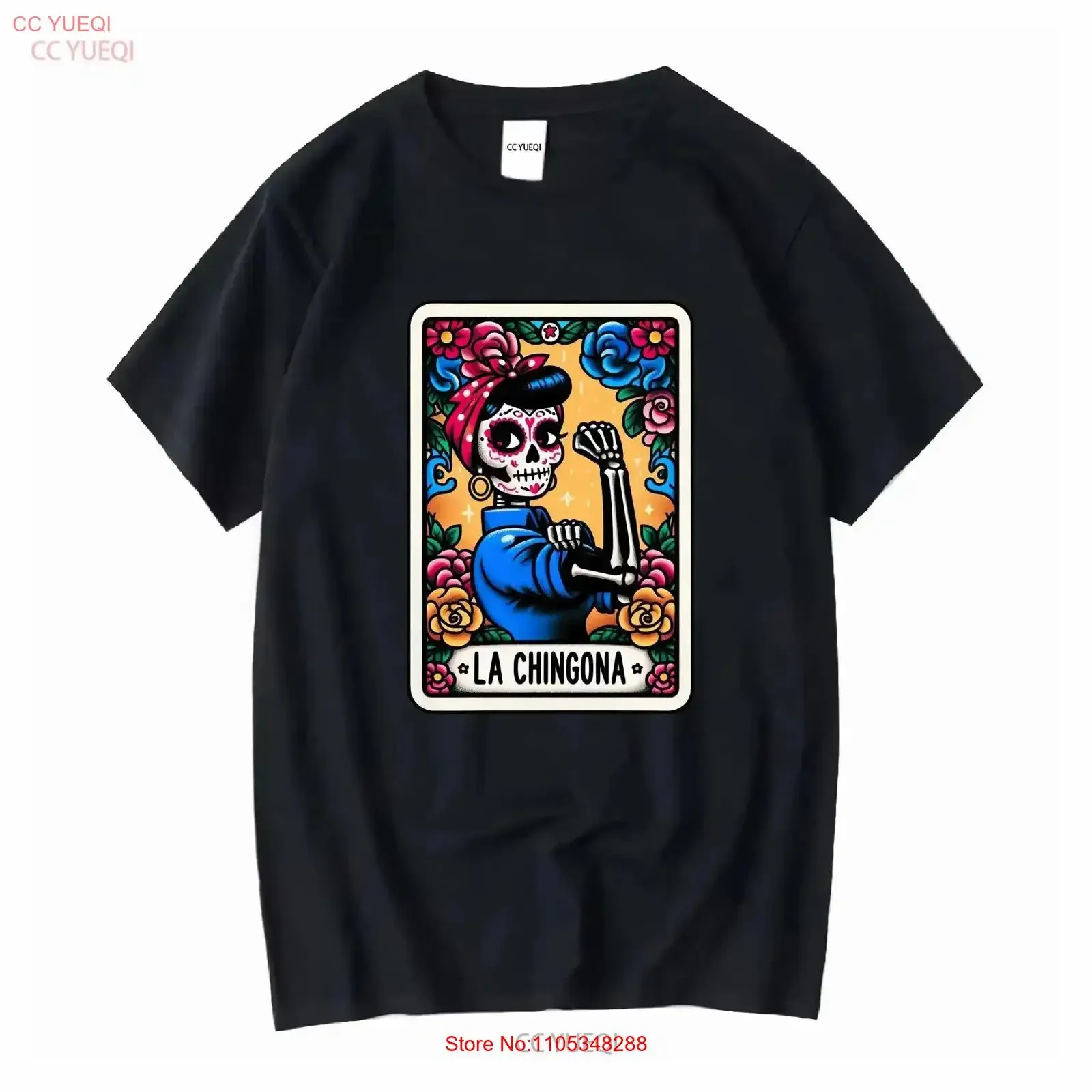 Camiseta La Chingona Tarot Card, divertida, mexicana, española, Lotería Latina, esqueleto, Chola, Catrina, calavera, estilo vintage, ligeramente desgastada