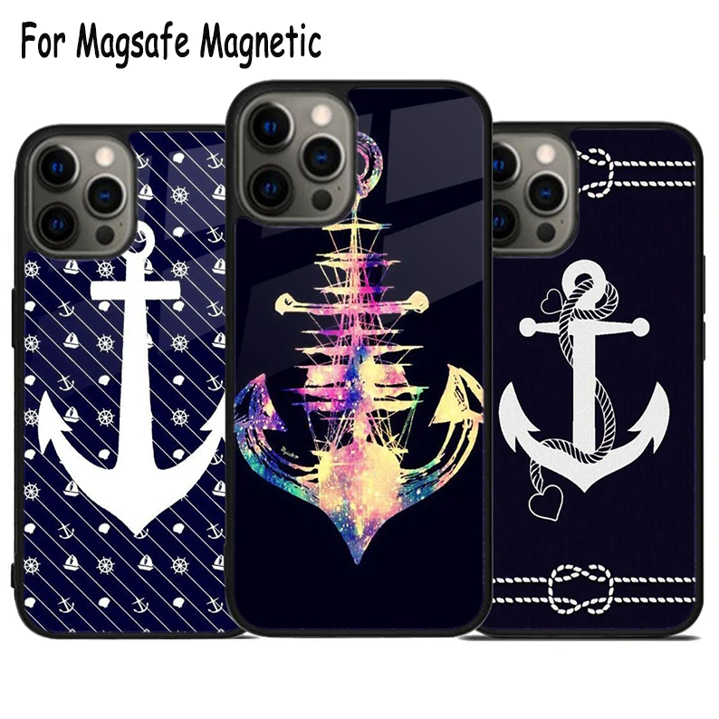 Anchor Wireless Charge Magsafe Phone Case For iPhone 15 16 14 13 11 12 Pro Max Plus Magnetic Bumper Cover