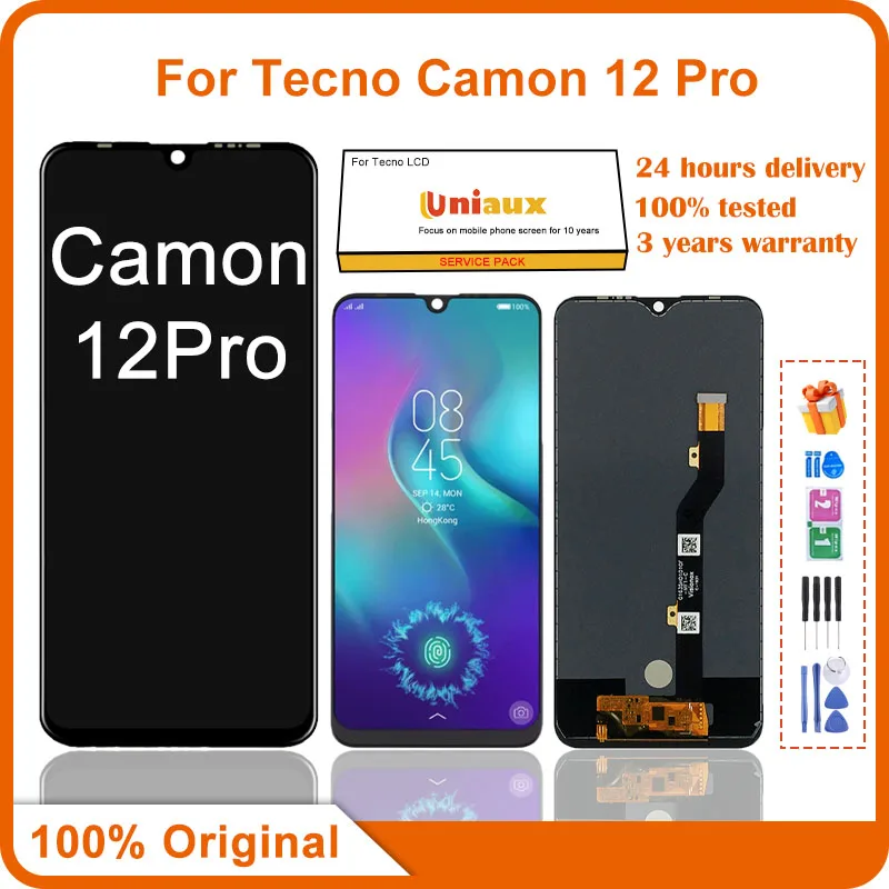 

6,35 ''AMOLED для Tecno Camon 12 Pro, ЖК-экран мобильного телефона в сборе, сенсорный экран, замена ЖК-панели