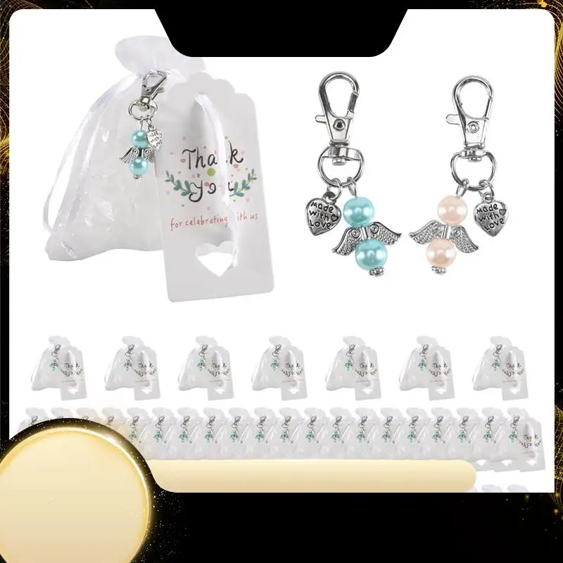 

48 Baptism Sets Favor Souvenir Favors Guardian Wedding Angels + Organza Bags + Baptism Gift Pendants